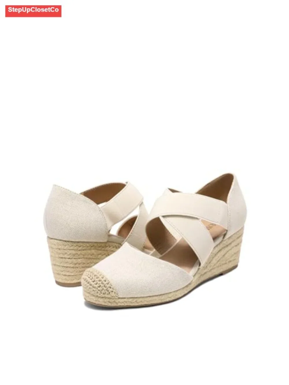 Espadrille Platform Wedges Slip On Elastic Criss Cross Straps Sandals Dressy